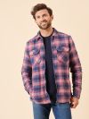 shacket, shirt, jacket, layer, zip up, pink, blue, navy, checked, autumn, winter, mens