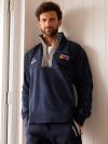 navy, quarter zip, x-series, embroidered, grey, zigzag stitching, sweatshirt, jumper, pull over, fleece