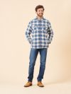 shacket, shirt, zip up, jacket, layer, quilted, checked, blue, white, beige, navy, autumn, winter, mens